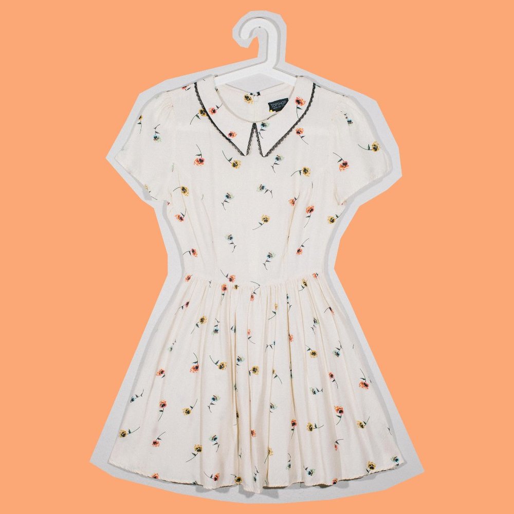 Topshop Mini Floral Collared Dress